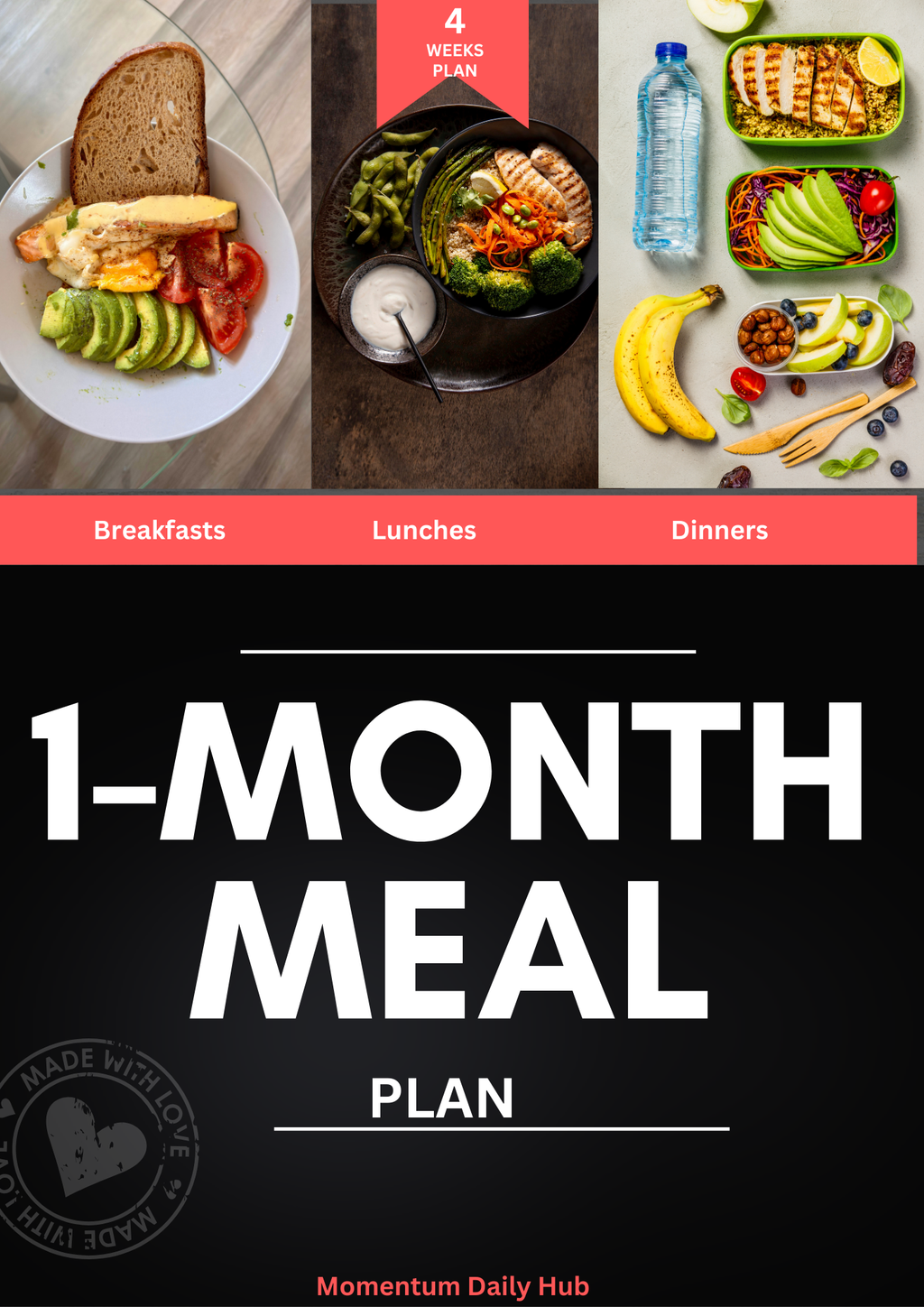 4-Week Meal Plan with Grocery Lists (PDF + Flip eBook)