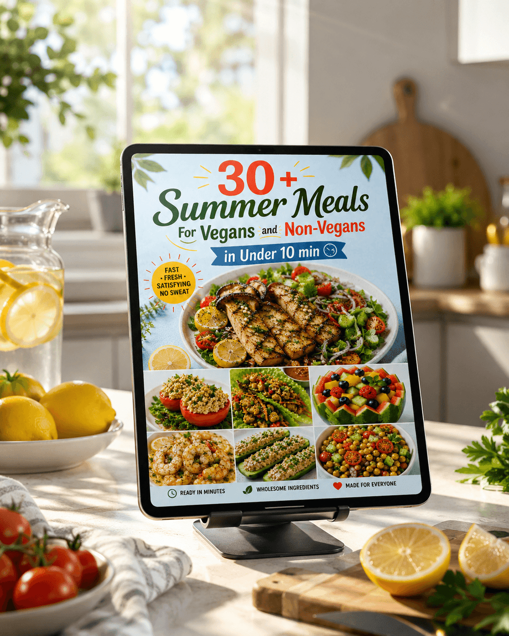 30+ Quick Summer Meals for Vegans & Non-Vegans — Ready in 15 Minutes or Less (PDF + Flip eBook)