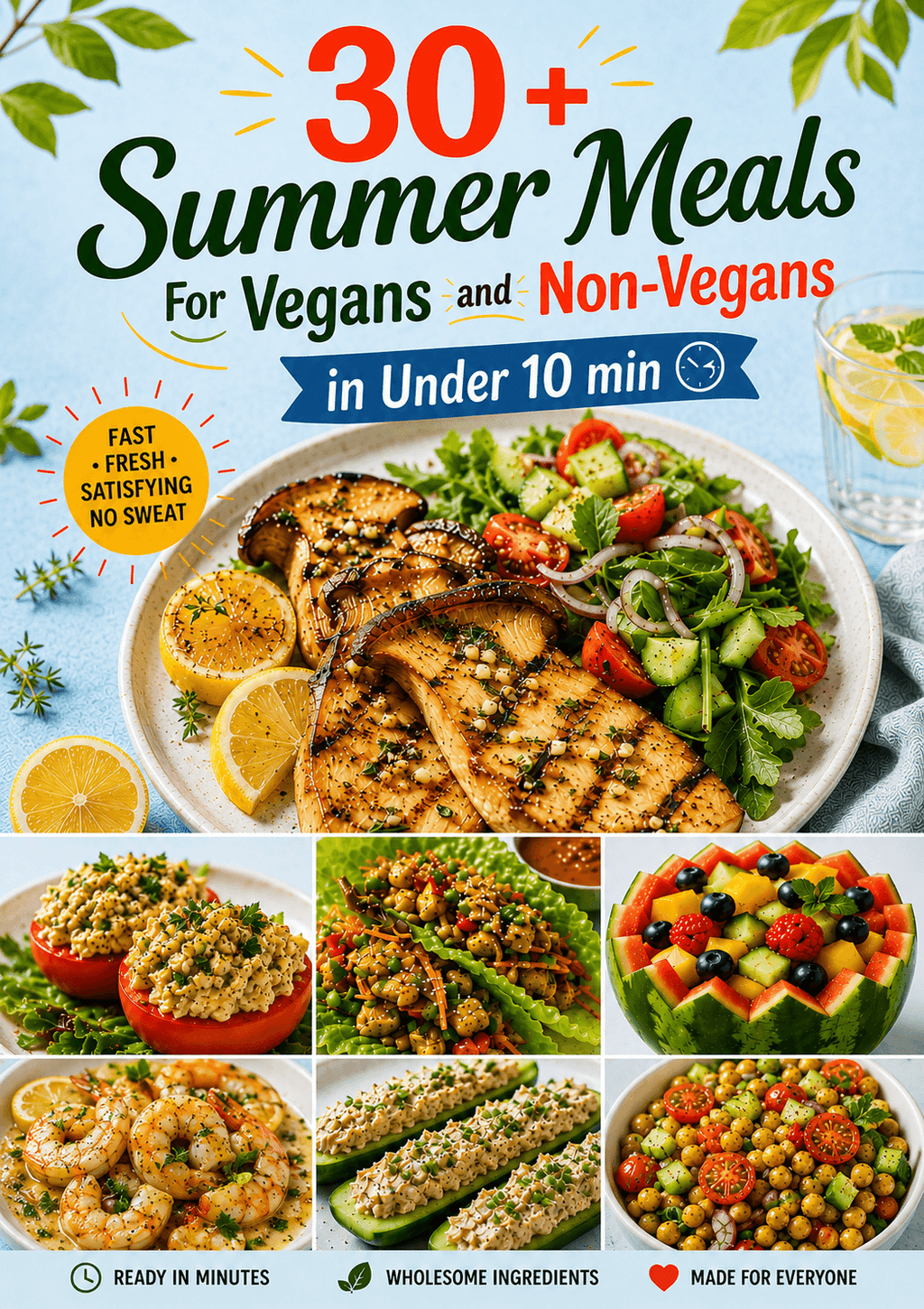 30+ Quick Summer Meals for Vegans & Non-Vegans — Ready in 15 Minutes or Less (PDF + Flip eBook)